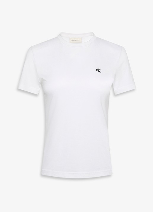 Calvin Klein T-shirt met logoborduring - voorkant wit