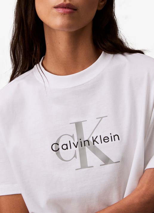 Calvin Klein T-shirt met logoborduring - detail 4 wit