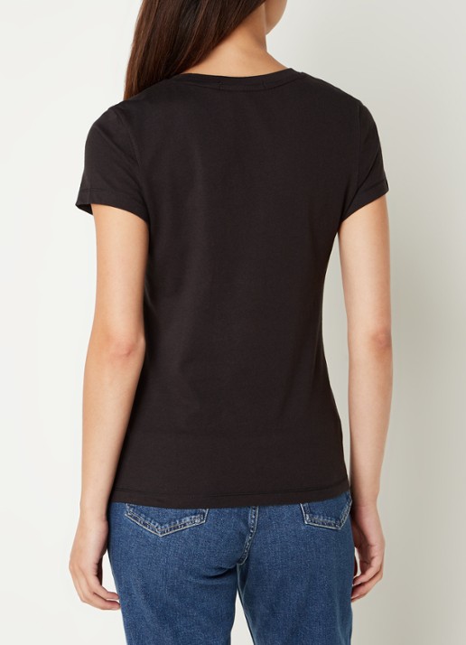 Calvin Klein T-shirt met logoborduring - achterkant 3 zwart