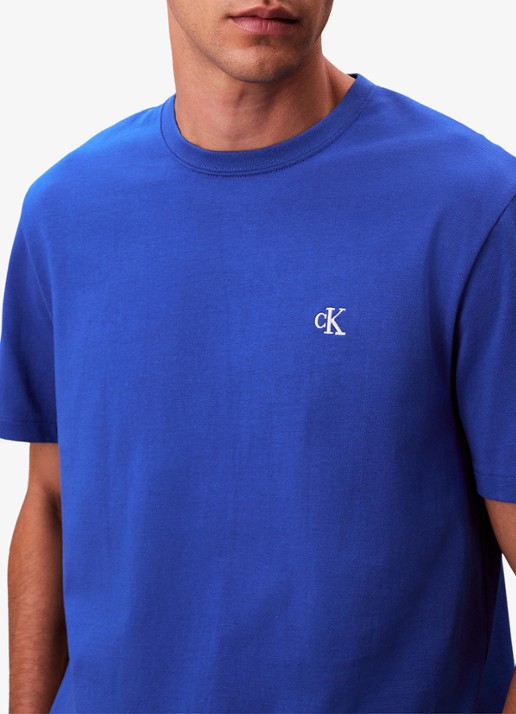 Calvin Klein T-shirt met logoborduring - detail 3 kobaltblauw