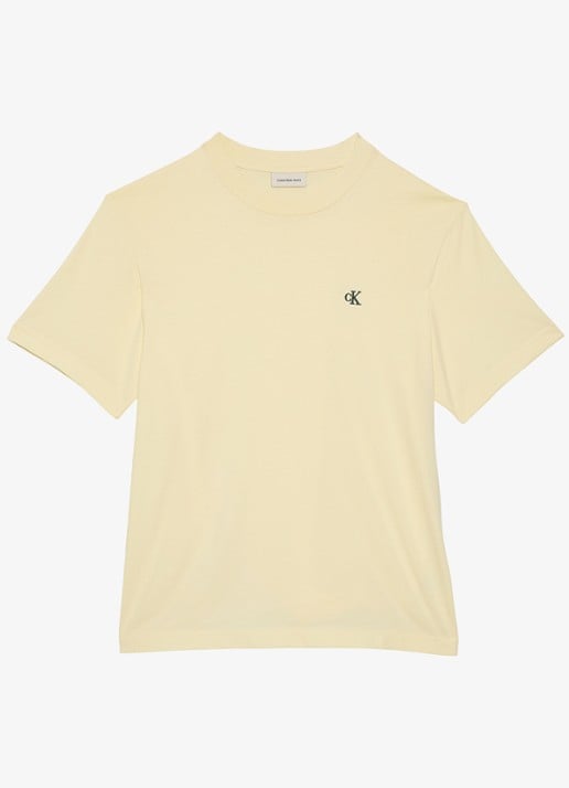 Calvin Klein T-shirt met logoborduring - voorkant 3 pear sorbet-zrk/ geel