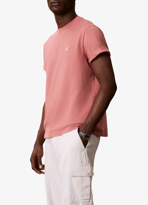 Calvin Klein T-shirt met logoborduring - detail 5 light mahogany / lichtbruin