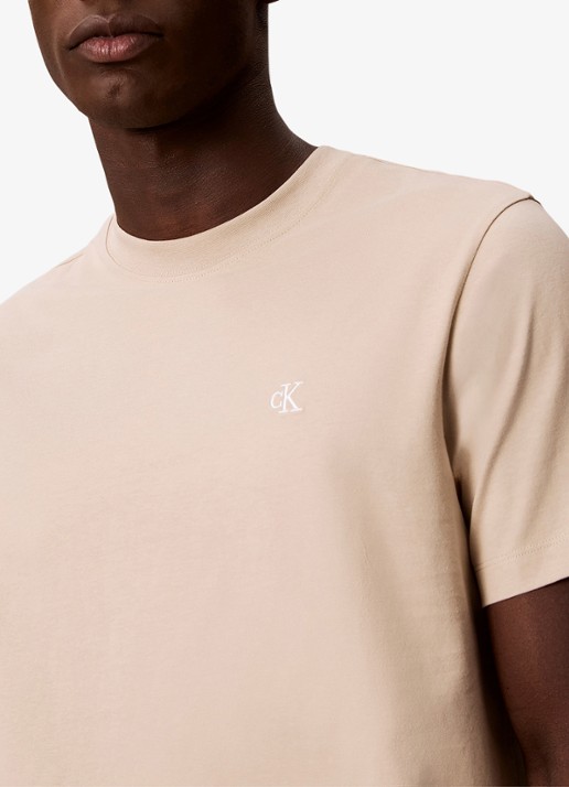 Calvin Klein T-shirt met logoborduring - detail 3 white pepper-pf0 /  wit