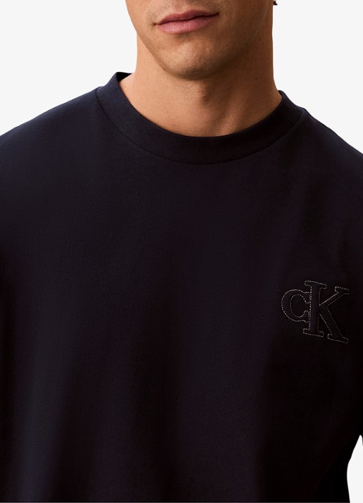 Calvin Klein T-shirt met logoborduring - detail 2 donkerblauw
