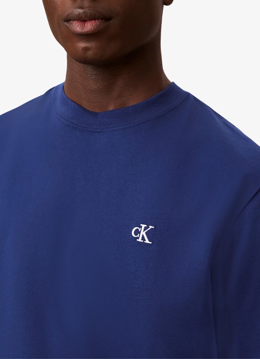 Calvin Klein T-shirt met logoborduring - detail 3 estate blue-5ma / blauw