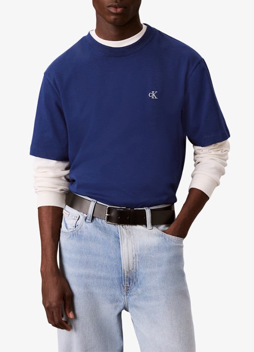 Calvin Klein T-shirt met logoborduring - detail 5 estate blue-5ma / blauw
