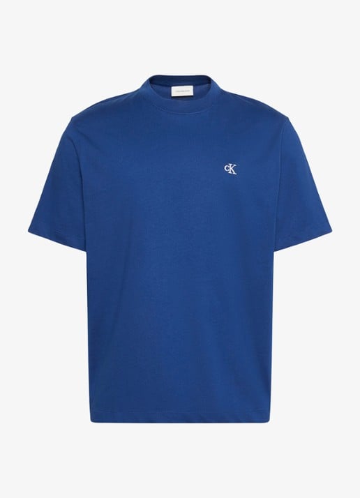 Calvin Klein T-shirt met logoborduring - voorkant 6 estate blue-5ma / blauw