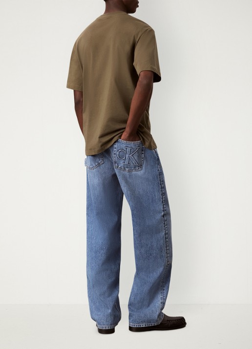 Calvin Klein T-shirt met logoborduring - achterkant 3 olive night-li1 / groen
