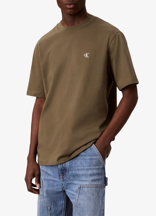 Calvin Klein T-shirt met logoborduring - detail 4 olive night-li1 / groen