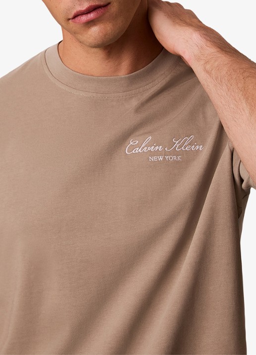 Calvin Klein T-shirt met logoborduring - detail 5 beige