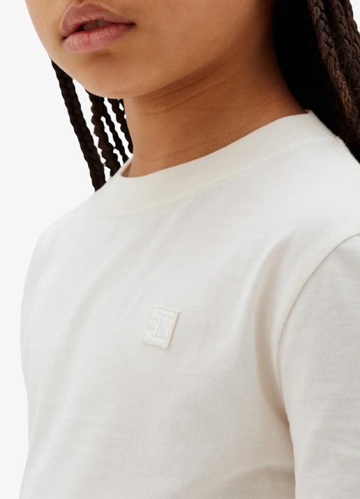 Calvin Klein T-shirt met logoborduring - detail 4 gebroken wit