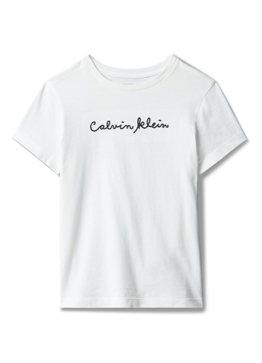 Calvin Klein T-shirt met logoborduring - voorkant bright white-yaf /  wit