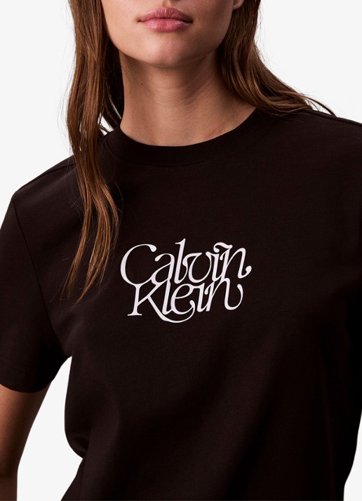 Calvin Klein T-shirt met logoprint - detail 2 zwart
