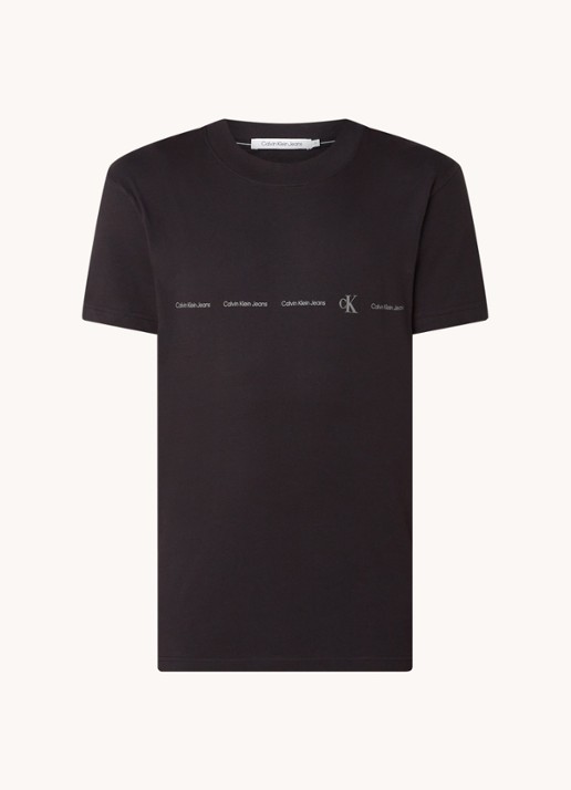 Calvin Klein T-shirt met logoprint - voorkant zwart