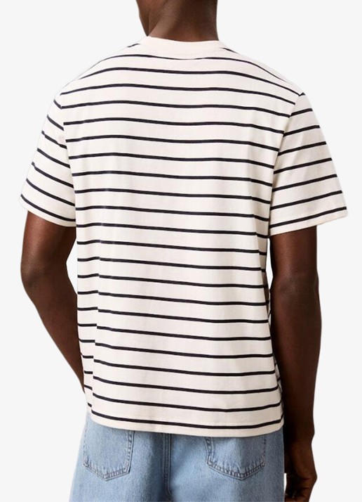 Calvin Klein T-shirt met streepprint - achterkant 5 tofu-yas /  wit