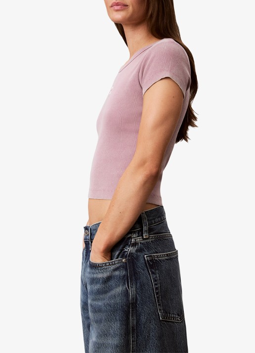 Calvin Klein T-shirt met verwassen afwerking - detail 6 oudroze
