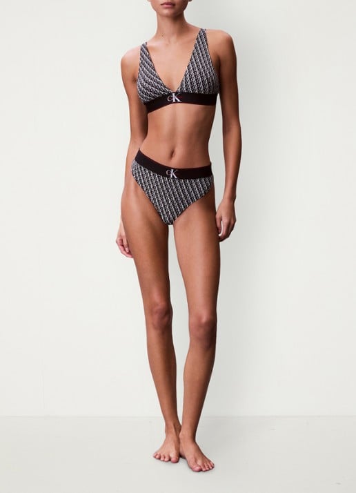 Calvin Klein Tanga met logoband - voorkant 2 wit