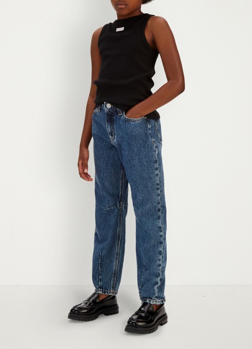 Calvin Klein Tapered fit jeans met donkere wassing - voorkant 2 beckford wash-1bj /  blauw