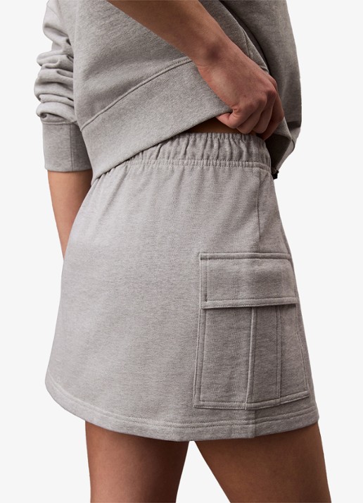 Calvin Klein Terry Cargo minirok met klepzakken - detail 6 grijsmele