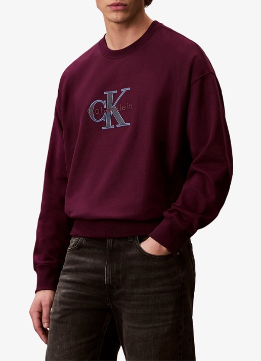 Calvin Klein Trui met logoborduring - detail 3 bordeauxrood