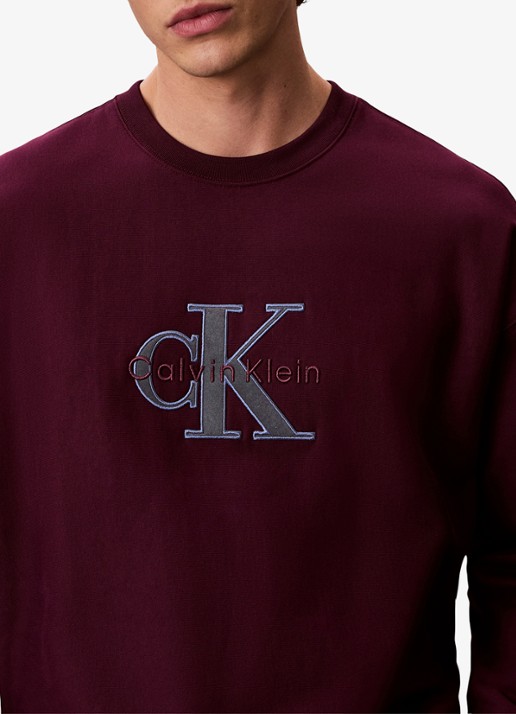 Calvin Klein Trui met logoborduring - detail 4 bordeauxrood