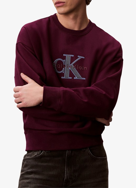 Calvin Klein Trui met logoborduring - detail 5 bordeauxrood
