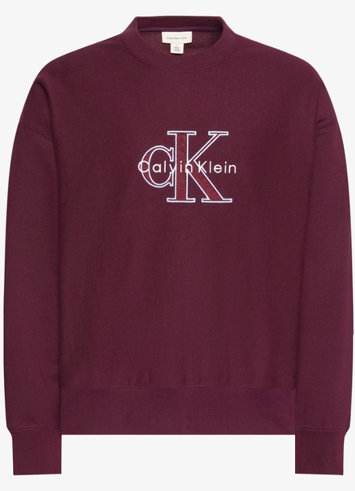 Calvin Klein Trui met logoborduring - voorkant bordeauxrood
