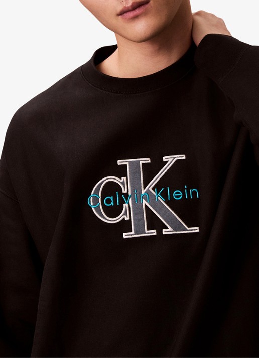 Calvin Klein Trui met logoborduring - detail 2 zwart