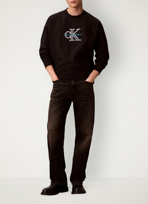 Calvin Klein Trui met logoborduring - voorkant 4 zwart
