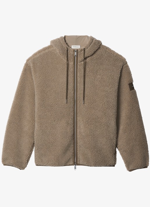 Calvin Klein Vest van teddy met logo - voorkant 5 lichtbruin