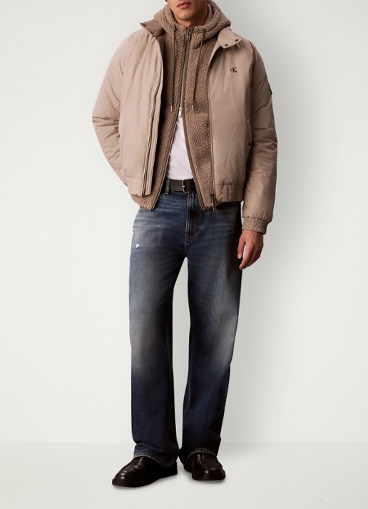Calvin Klein Vest van teddy met logo - voorkant 6 lichtbruin