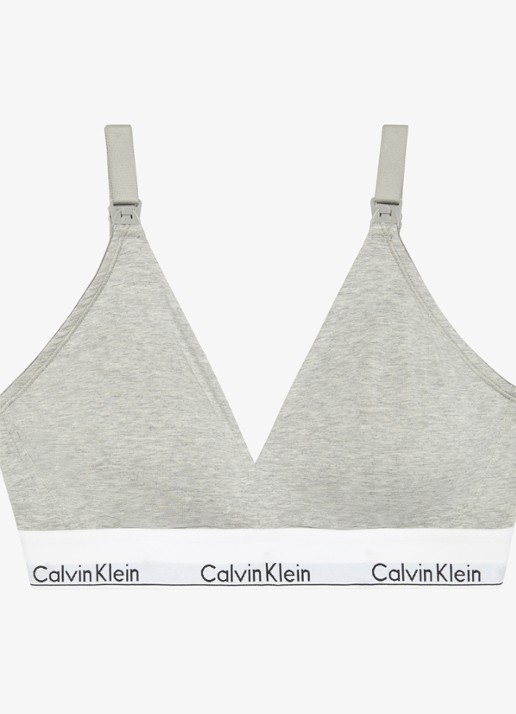 Calvin Klein Voedings bralette met logoband - voorkant 5 grijs