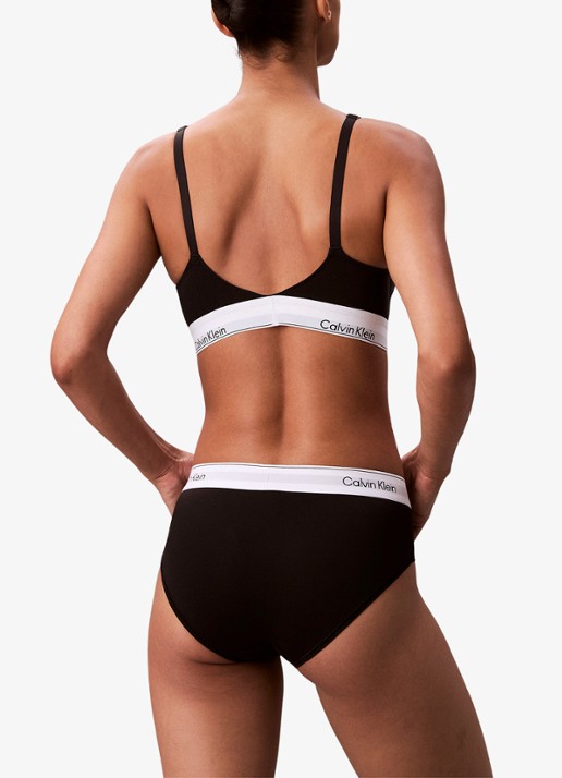 Calvin Klein Voedings bralette met logoband - achterkant 6 zwart