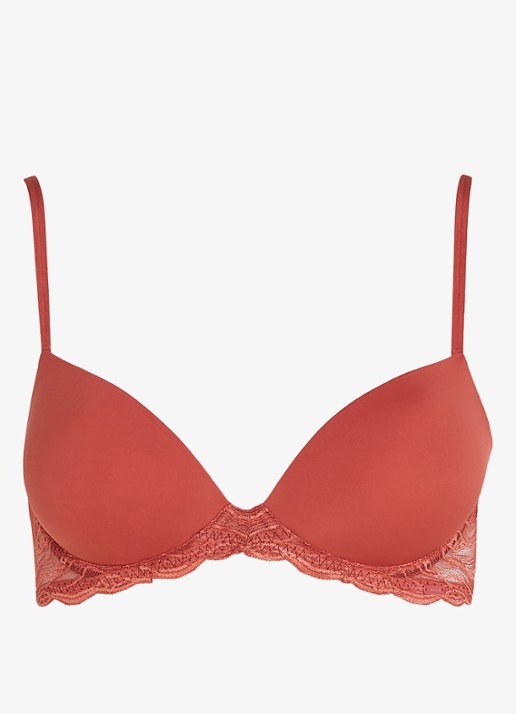 Calvin Klein Voorgevormde bh met kant - voorkant 3 rood