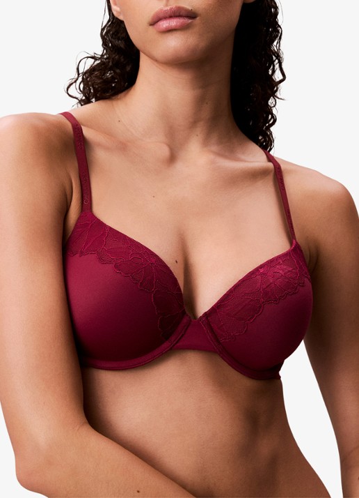 Calvin Klein Voorgevormde bh met kant - detail 3 donkerrood