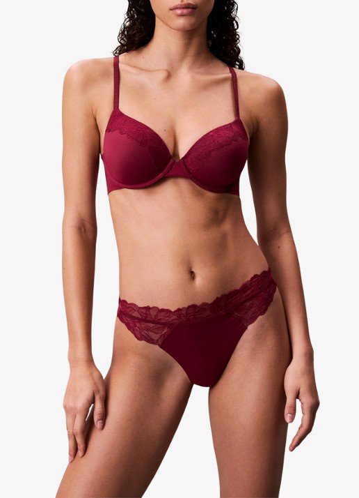 Calvin Klein Voorgevormde bh met kant - voorkant donkerrood