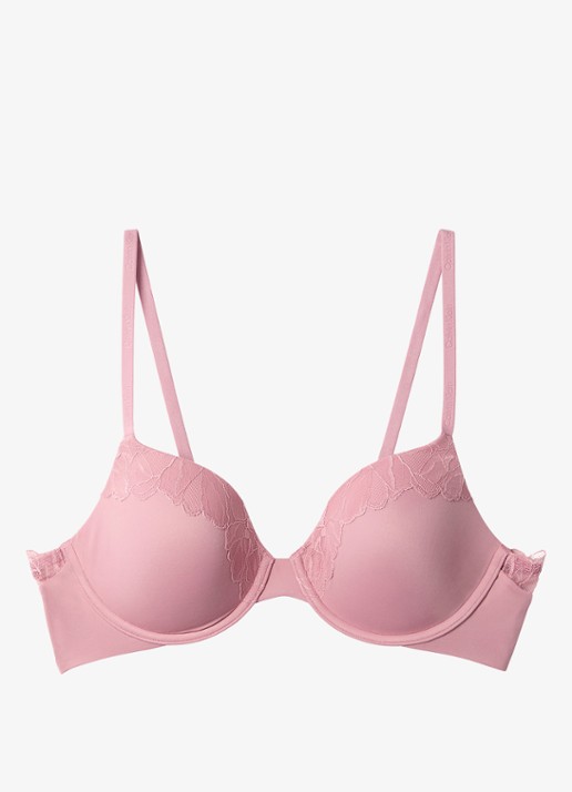 Calvin Klein Voorgevormde bh met kant - voorkant 4 roze