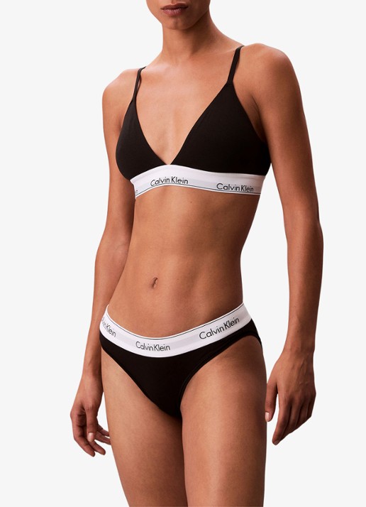 Calvin Klein Voorgevormde bralette met logoband - voorkant 2 zwart