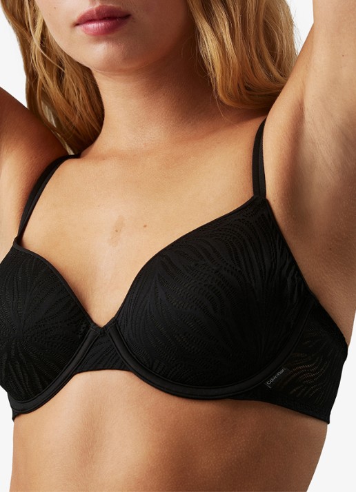 Calvin Klein Voorgevormde demi bh met overlay van mesh - detail black / zwart