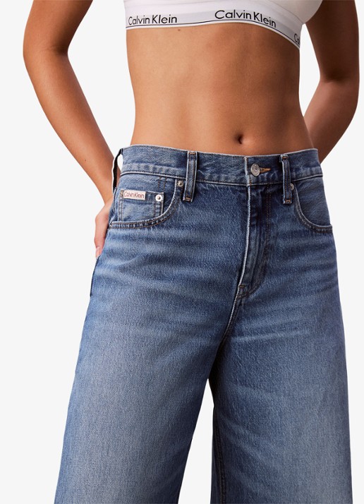 Calvin Klein Wide leg jeans met medium wassing  - detail 3 indigo