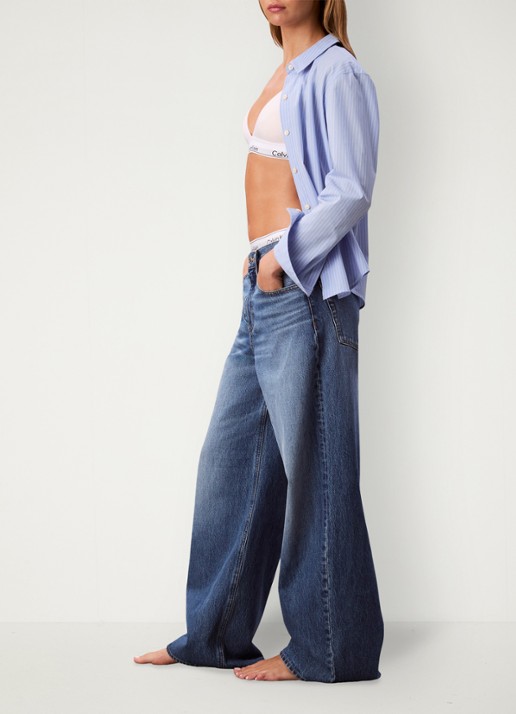 Calvin Klein Wide leg jeans met medium wassing  - detail 4 indigo