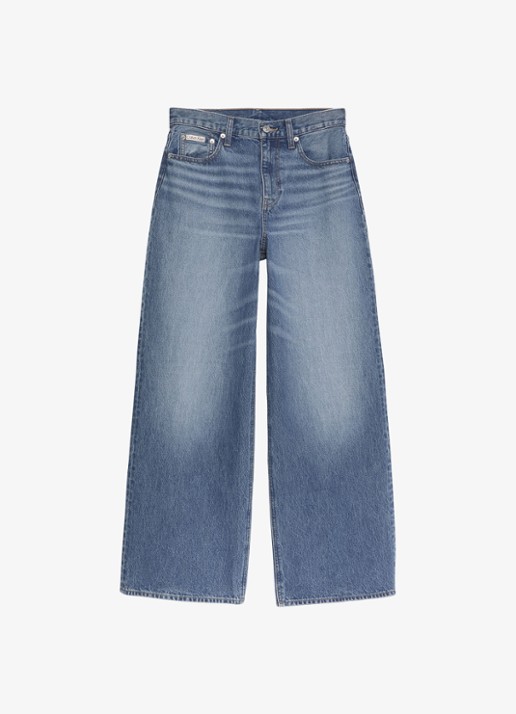 Calvin Klein Wide leg jeans met medium wassing  - voorkant 6 indigo