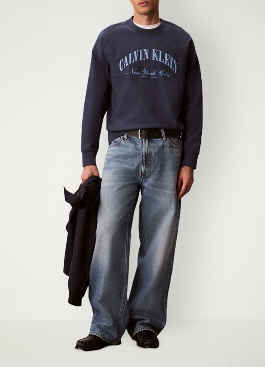 Calvin Klein Wide leg jeans met steekzakken - detail 5 harper blue-xaj /  blauw