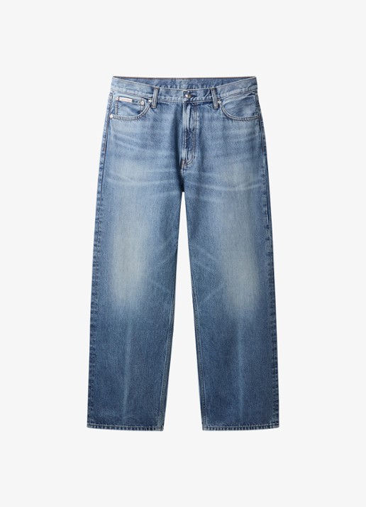 Calvin Klein Wide leg jeans met steekzakken - voorkant harper blue-xaj /  blauw