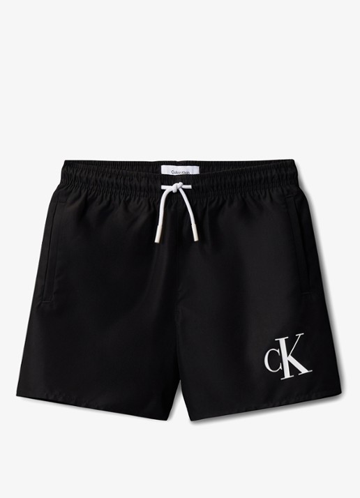 Calvin Klein Zwemshorts met logo en trekkoord - voorkant 2 antraciet