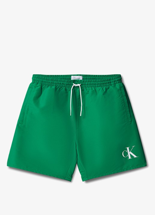 Calvin Klein Zwemshorts met logo en trekkoord - voorkant 2 groen