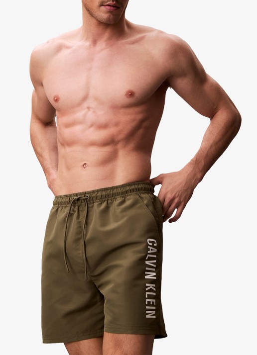 Calvin Klein Zwemshorts met logo en trekkoord - detail 3 groen