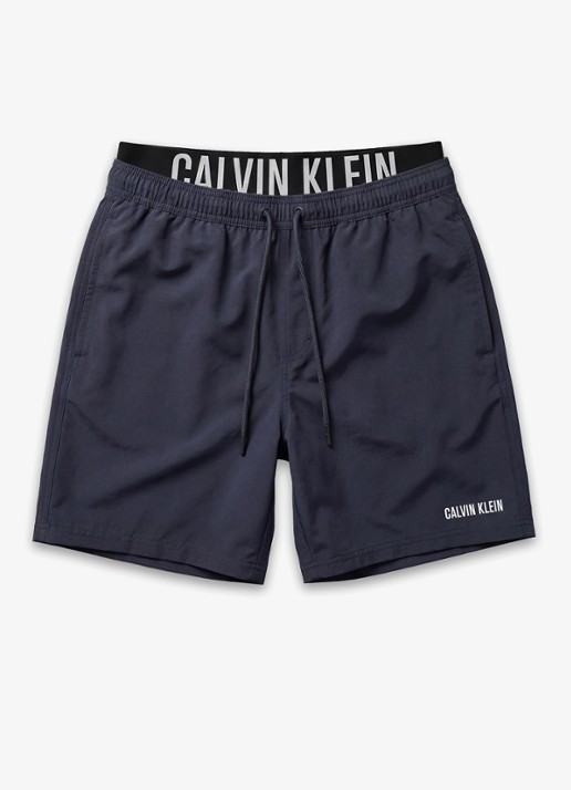 Calvin Klein Zwemshorts met logo en trekkoord - voorkant 3 donkerblauw
