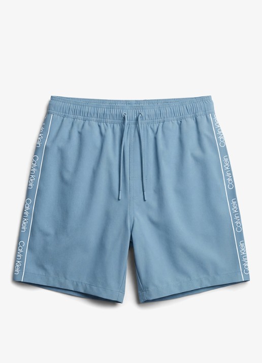 Calvin Klein Zwemshorts met logo en trekkoord - voorkant 2 blauw
