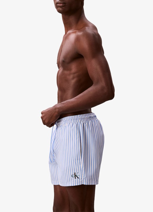 Calvin Klein Zwemshorts met logo en trekkoord - detail 3 lichtblauw